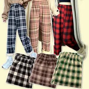 누빔 잠옷 극세사 수면 바지 체크 파자마 파티 중학생 피치 기모 패밀리 가족 커플 할머니