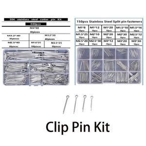 1세트 스프링 코터 클립 핀 키트 트랙터 위치 고정 M1 M3까지 스테인리스 스틸 도웰 U형 헤어 자동차용