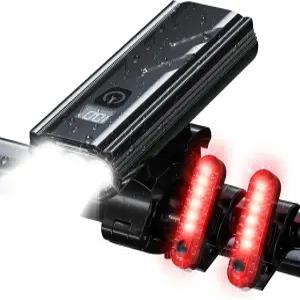 야간 주행용 충전식 자전거 조명 2팩 테일라이트 초밝은 헤드라이트 및 세트 안전등 앞뒤 사이클링 기능