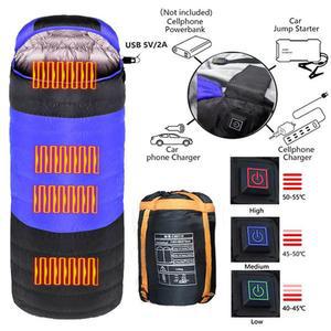 USB 온열 침낭 겨울 동계 발열침낭 전기 열선 3계절 휴대 캠핑 아웃도어 난방 망토