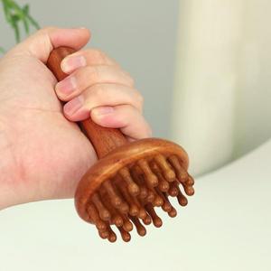 경락 마사지기 나무 도구 휴대용 백단향 괄사 브러시 머리 목 복부 다리 전신용