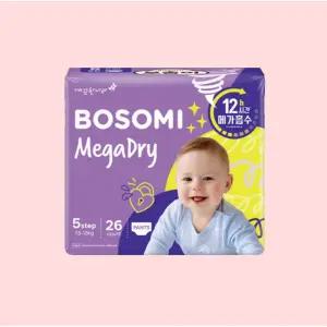 보솜이 메가드라이 5단계 팬티형 공용 26매 4개 일회용기저귀 아기기저귀
