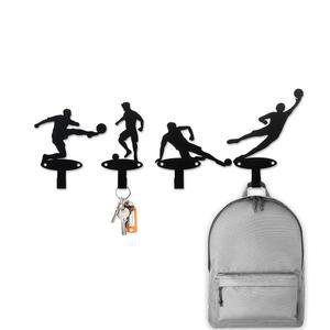 축구 장식 - 디스플레이 및 축구실 장식용 생생한 테마 벽 후크 4팩 내구성이 뛰어난 멀티 사이즈 코트 가정 정리용