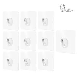 무타공 접착걸이 투명매직후크 고리 무타공 10p