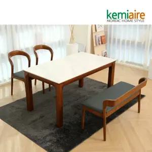알리시아 4인 통세라믹 원목식탁SET(벤치형) KHD-858