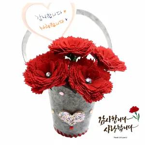 펠트 카네이션 꽃바구니 3개입 종이꽃 장 식물 선물 바구니 크래프트 미니어처 플라워