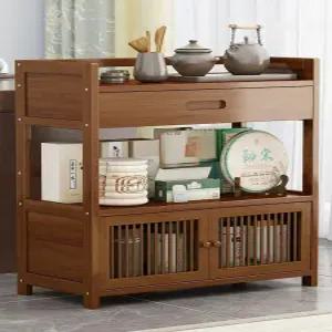 원목 수납장 정리 주방 수납함 보관함 바퀴달린 식탁 틈새수납장 수납 다용도 체리우드