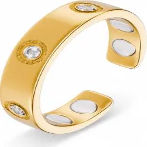 여성용 MagnetRX 마그네틱 링 ？ 우아한 크리스탈 Magnet (골드 사이즈 8)