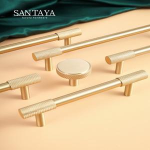 Santaya 황동 가구는 다이아몬드 컷 크로스 널링 패턴 골드 손잡이 옷장 주방 캐비닛  솔리드 문  처리