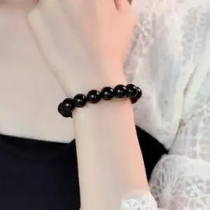 소원 행운 흑요석 팔찌 안전 커플 원석 염주 불교팔찌