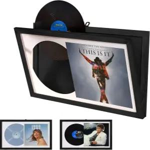 벽용 BNING 비닐 레코드 프레임 벽걸이 디스플레이 2팩 15x24인치 LP 앨범 커버용 블랙