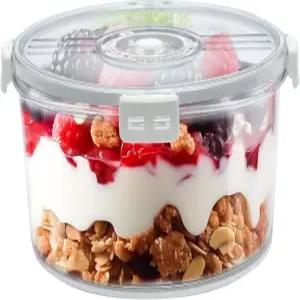 Mowhut 대형 트라이플 볼 밀폐형 뚜껑 포함 8.9인치 투명 샐러드 스냅 잠금장치 스크림 케이크 컵케이크