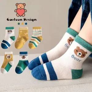 준캡 어린이 아동양말 베어베어 중목 유아동양말 5족세트 4계절 면양말 (WFK3QCD)