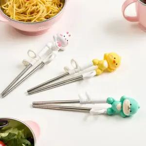 [에디슨]프렌즈 어린이 유아 교정 젓가락질 연습용 스텐 젓가락 1단계