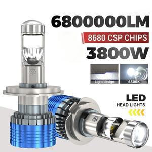 ACTVTCA 3800W 6800000LM H7 캔버스 자동차 헤드라이트 미니 소형 호환 렌즈 H11 9005 H4 LED 프로젝터 전