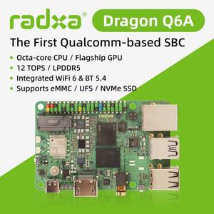 Radxa Dragon Q6A, 엣지 AI, 12 TOPS, LPDDR5, 옥타코어 트라이 클러스터 CPU, 플래그십 GPU