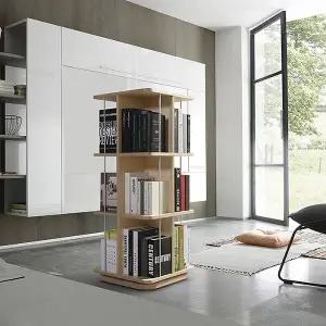 VONI 자작원목 인테리어 회전책장