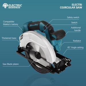 브러시리스 5/7 인치 전기 원형 톱 무선 목공 Makita 18v 배터리 핀 용 45도 절단 조정 도구