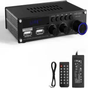 선벅 미니 앰프 2채널 스테레오 파워 맥스 300Wx2 출력 가정용 스피커용 블루투스 RCA USB FM AUX가 장착된