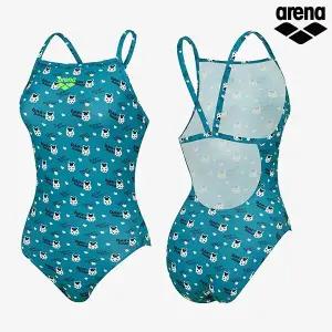 아레나 여성수영복 컬리팜 원피스 싱글 스트랩백 A6SL1CO05GRN