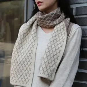 코코 울 터치 머플러 체크 니트 목도리 여성 쁘띠 롱 W7A4428