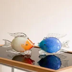 크리스탈 장식 유리공예품 물고기 밀키화이트 소품 수족관 오렌지