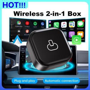 2-in-1 무선 카플레이 & 안드로이드 오토 어댑터 5.8GHz 도글 플러그 앤 AI 스마트 호환 박스 유선 지원 차