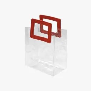 PVC 투명 사각 손잡이 미니 가방 토트백