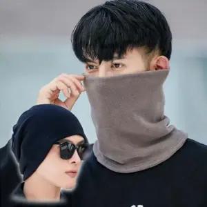 남성 2IN1 스트랩 비니 넥워머 1P 부드러운 목도리 비니겸용넥워머