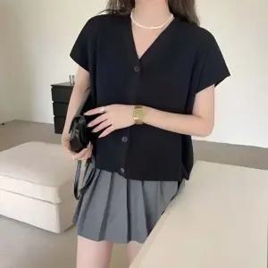 여성 베이직 캡소매 반팔 브이넥 니트 가디건 카디건 가을옷