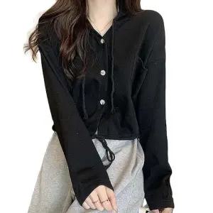 인기 여성 후드 가디건 캐주얼룩 신상 크롭 카디건 간절기후드