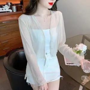 페미닌룩 하늘결 시스루 크롭가디건 SNY-0036