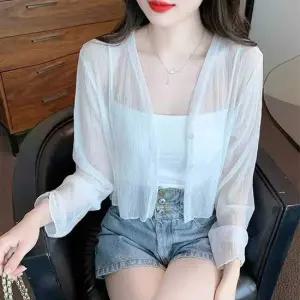 여자가디건비치가디건 바캉스 룩 휴가지 코디 여자 여름 시스루 크롭 가디건