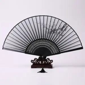 대나무 부채 접이식 여름 부엉이 전통