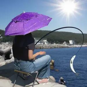 머리우산 머리에 쓰는 2단 우산모자 중형 퍼플