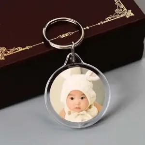 아크릴 액자 키링 사진 홀더 원형 4cm 아크릴키홀더