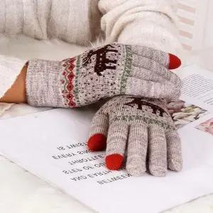 기모 루돌프 니트장갑 브라운 보온 썰매 조깅 기모