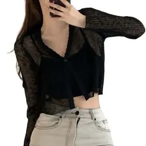 시스루가디건 시스루 크롭 가디건 여성 인기 여름 얇은 긴팔 겉옷