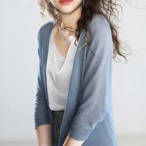 캐주얼 시스루 롱슬리브 심플 여성 가디건 여성아우터