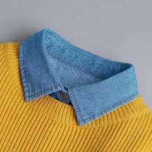 데님카라 간편한 패션 아이템 캐주얼 데님 페이크 넥 카라 셔츠