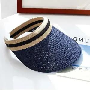 라탄 썬캡 네이비 야외활동 날개 골프 햇빛모자 여성