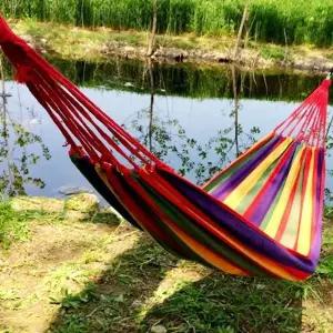 고품질 캠핑용 스트라이프 해먹 그물침대 야외침대 색상랜덤 (WFKIKPG)