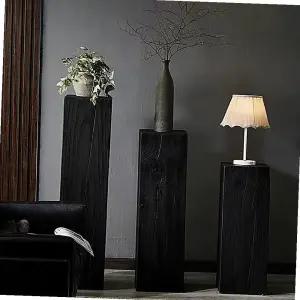 인테리어 원목 사각 블랙 스툴 소품받침대 오브제 디자인