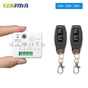 CENFAYA 110V 220V 433HMZ 무선 미니 소형 스마트 조명 스위치 릴레이 래칭 모드 ON/OFF RF 리모컨 (램프