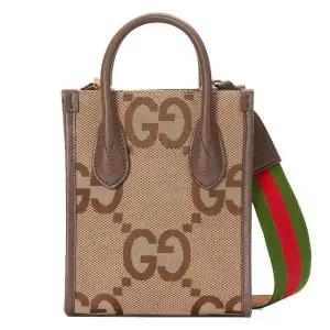 점보 GG 미니 토트 숄더백 카멜 에보니 699406 UKMDG 2570