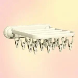 집게 옷걸이 건조대 속옷 양말 무타공 벽부착 세탁실 (WFKKUK7)