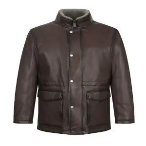 [페라로밀라노] (정가 2390000원) 남성 겨울 양털 탈착 이태리양가죽 구스다운 패딩토퍼 점퍼 AM0DLT401