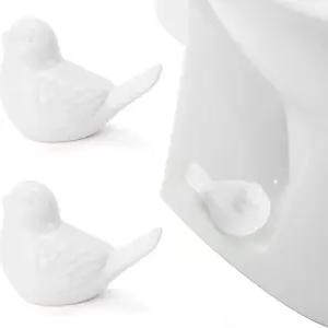 2pcs 화장실 볼트 바닥용 변기 뚜껑 덮기 세라믹 버드 작은 새 장식 욕실 장식에 도구 필요 없음 (흰색 A)