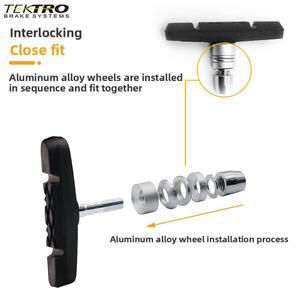 TEKTRO 836.12 자전거 브레이크 패드 V-브레이크용 저소음 내마모성 슈즈 산악 알루미늄 림 부품용