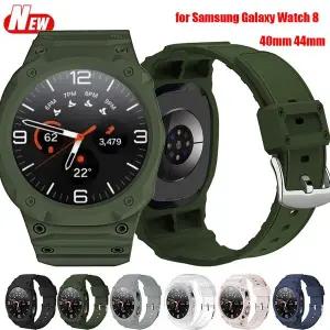 삼성 갤럭시 워치 8 40mm 44mm용 실리콘 스트랩 케이스 밴드 팔찌 갤럭시 워치 8 TPU 보호 커버 일체형